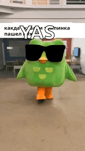 Green Owl Mascot With Sunglasses GIF