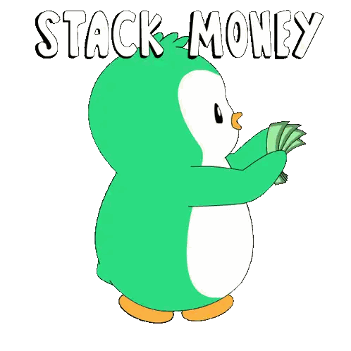 Green Penguin Holding Money