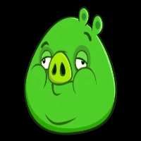 Green Pig With Pink Nose on Black Background