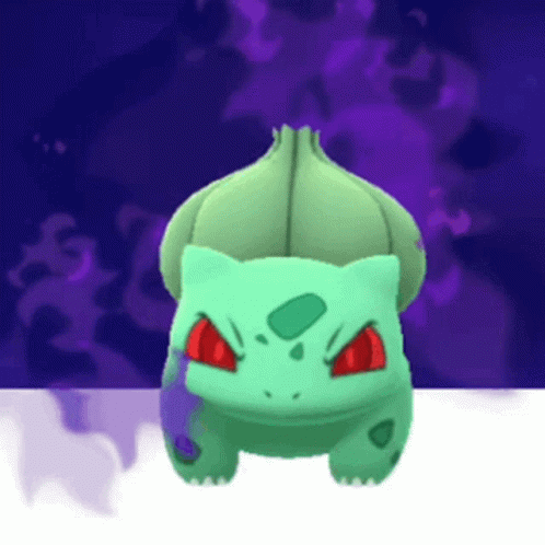 Green Pokemon With Red Eyes And Leaf On Head GIF