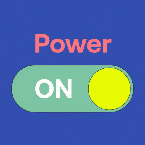 Green Power Button on Blue Background