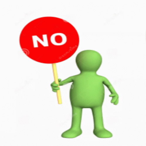 Green Puppet Holding Red No Sign