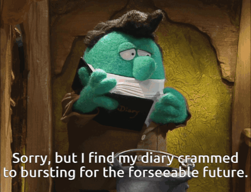 Green Puppet Sorry Diary Cramped
