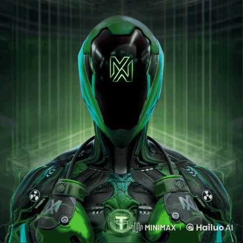 Green Robot With Letter M On Head GIF