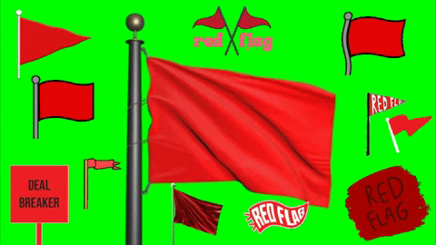 Green Screen with Red Flags and Deal Breaker Sign