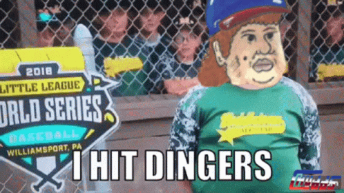 Green Shirt Man Behind Little League World Series Sign GIF