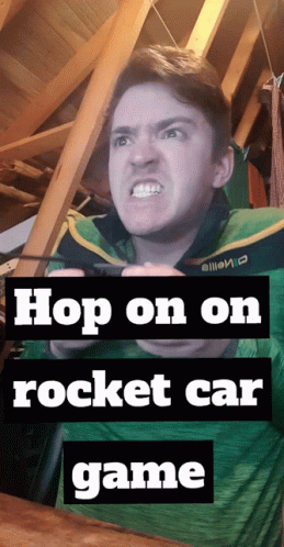 Green Shirt Man Playing Hop Rocket Car Game