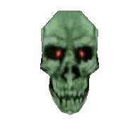 Green Skull With Red Eyes