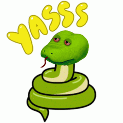 Green Snake With Red Eyes Saying Yassss