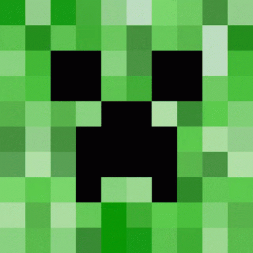 Green Square Creeper Face Black Border GIF