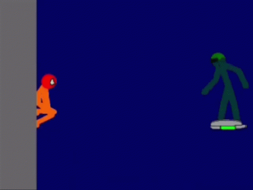 Green Stick Figure Falling Off Wall