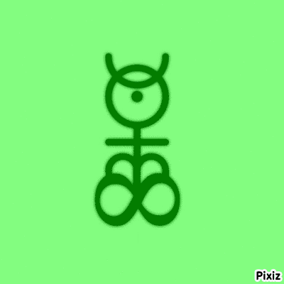 Green Symbol with Pixiz on Green Background