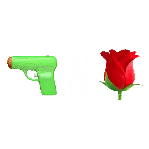 Green Toy Gun Next to Red Rose