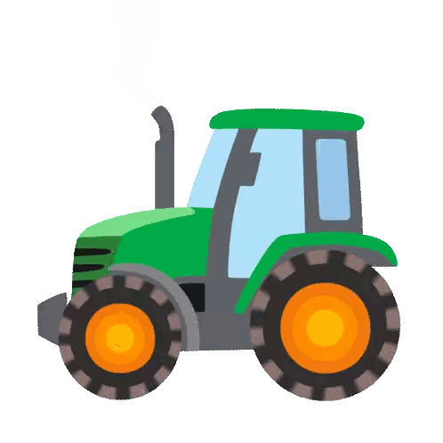 Green Tractor with Orange Tires