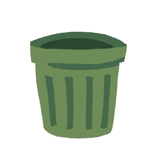 Green Trash Can With Paper Out