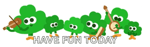 Green Trees Playing Instruments Saying Have Fun Today