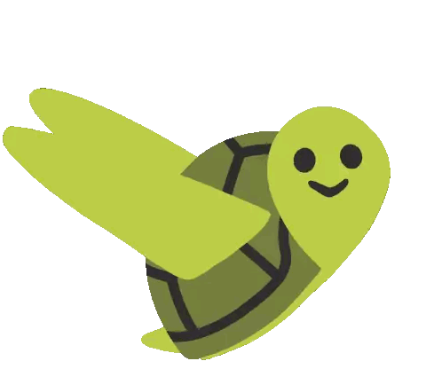 Green Turtle With Smiling Face and Wings