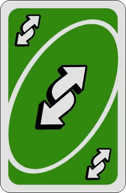 Green Uno Card With Two Arrows Pointing Opposite Directions