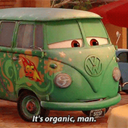 Green Van Saying It's Organic Man GIF
