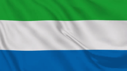 Green White and Blue Flag Flying