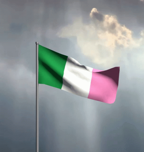 Green White Pink Flag Flying