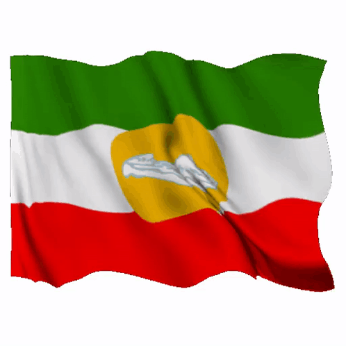 Green, White, Red Flag with Yellow Circle