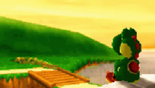 Green Yoshi Sitting on Roadside