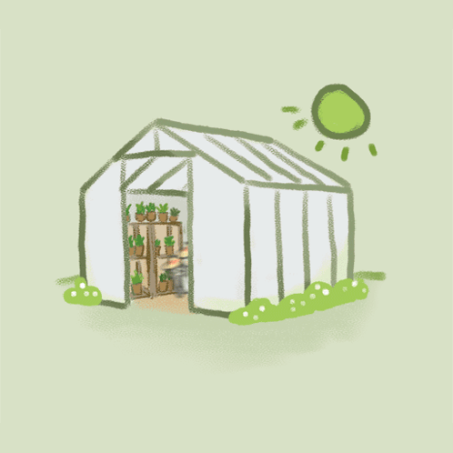 Greenhouse With Animals In Front GIF