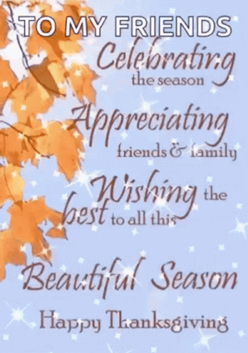 Greeting Card For Friends Animated Thanksgiving GIF