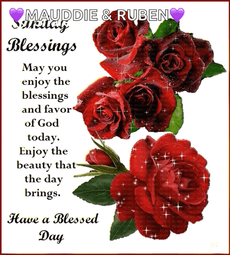 Greeting Card with Red Roses and Mauddie Ruben