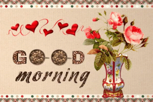 Greeting Card With Vase of Flowers Saying Good Morning