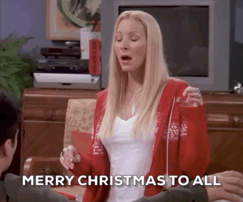 Greeting From Phoebe Buffay Merry Christmas Friend GIF