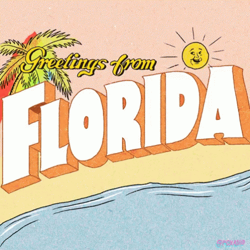 Greetings From Florida Poster With Rainbow and Sun
