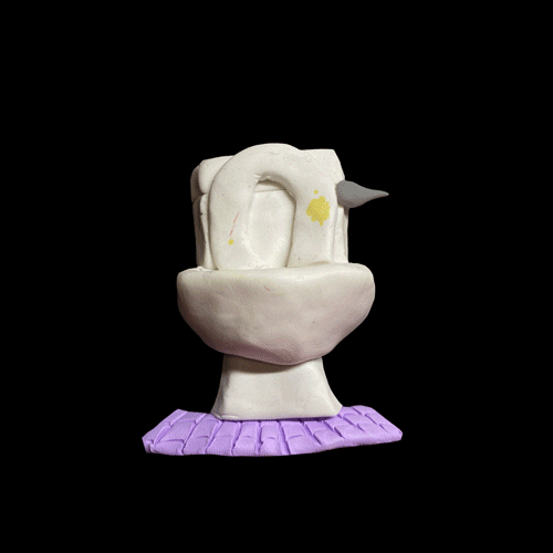 Gremlin Popping Out Of Toilet Clay Art GIF