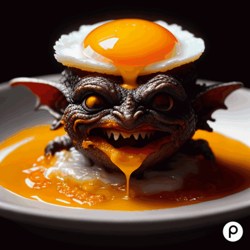 Gremlins Figurine With Fried Egg GIF