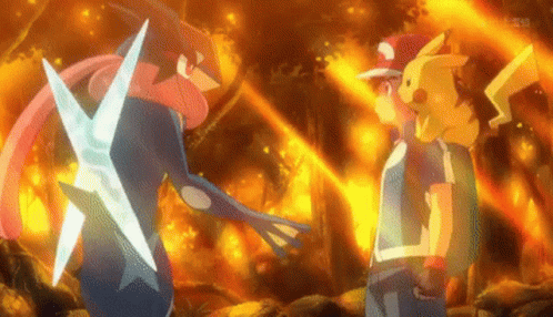 Greninja Shaking Ash Hands GIF