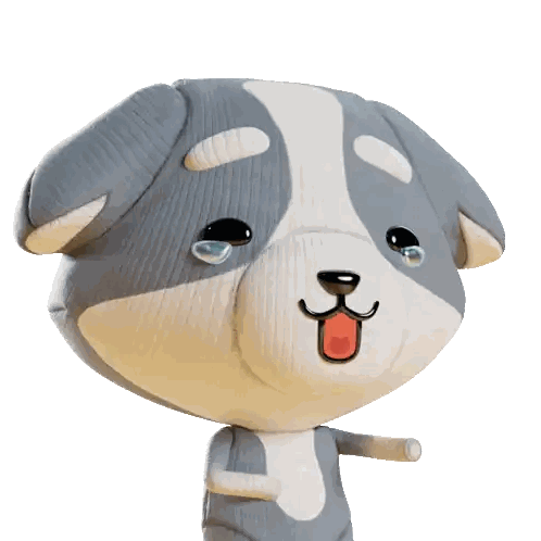 Grey and White Stuffed Animal With Tears