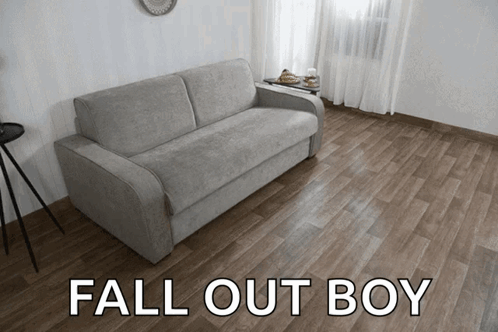 Grey Couch With Words Fall Out Boy