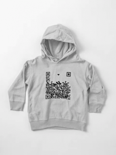 Grey Hoodie With Black QR Code GIF