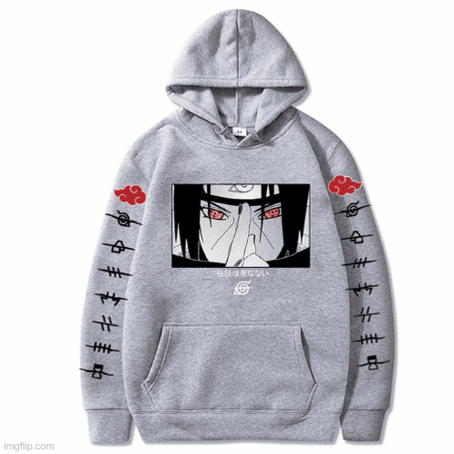 Grey Hoodie With Itachi Red Eyes GIF
