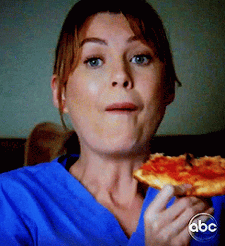 Grey's Anatomy Meredith Eating Pizza GIF