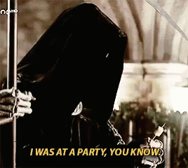 Grim Reaper At Party Black And White GIF