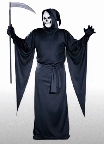Grim Reaper Black Robe Scythe Costume GIF