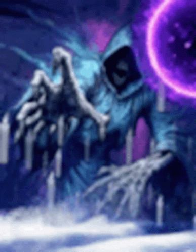 Grim Reaper Trippy Skull Floating GIF