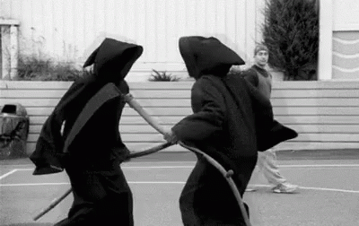 Happy Grim Reapers Chest Bump GIF