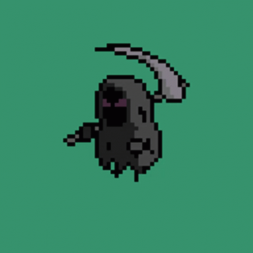 Grim Reaper Striking Scythe Pixel Art GIF