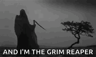 Grim Reaper Beside Tree in Field