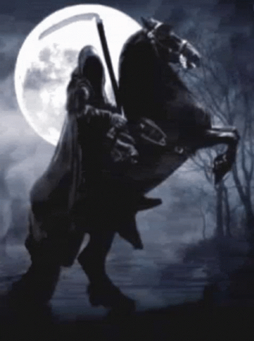 Grim Reaper Death On Black Horse GIF