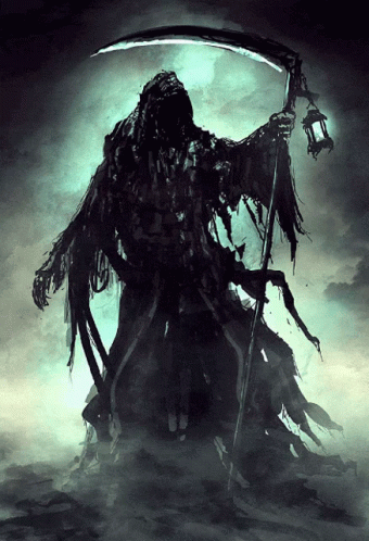 Grim Reaper Holding Scythe and Lantern