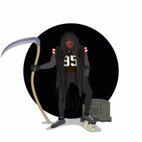 Grim Reaper Holding Scythe in Number 95 Jersey